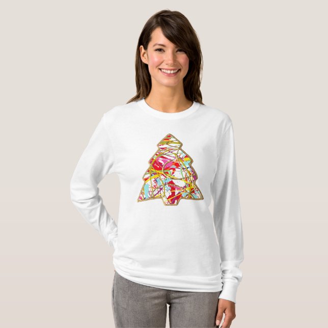 Julgran Långärmad T-Shirt (Hel framsida)