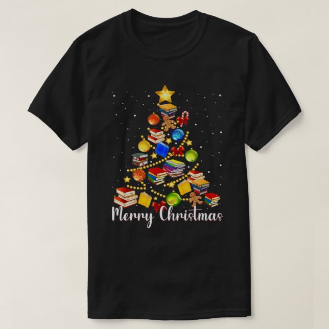 Julgran Lärare Kärlek som läser bokar Librari T Shirt (Design framsida)