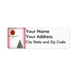 Julgran Live Grönt Gräns och Holly Returadress Etikett