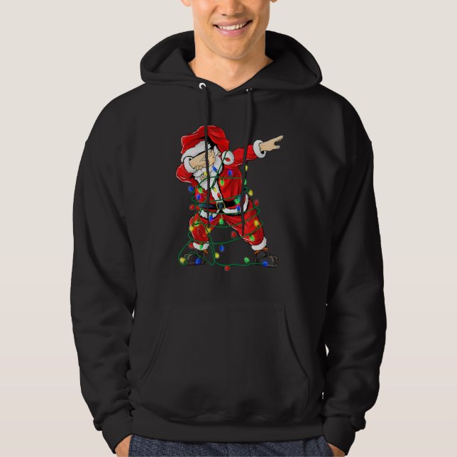 Julgran Ljus Dabbing Santa for Julafton Holi Hoodie (Framsida)