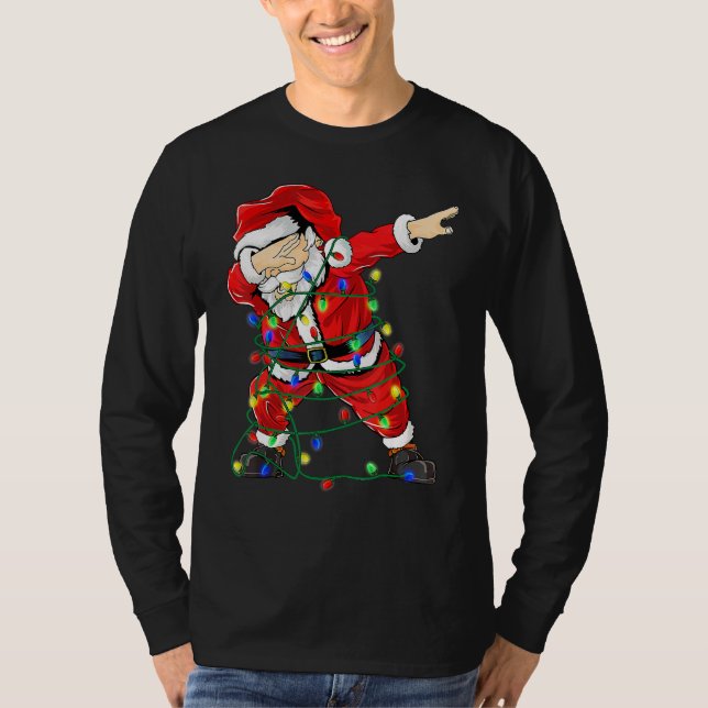 Julgran Ljus Dabbing Santa for Julafton Holi T Shirt (Framsida)