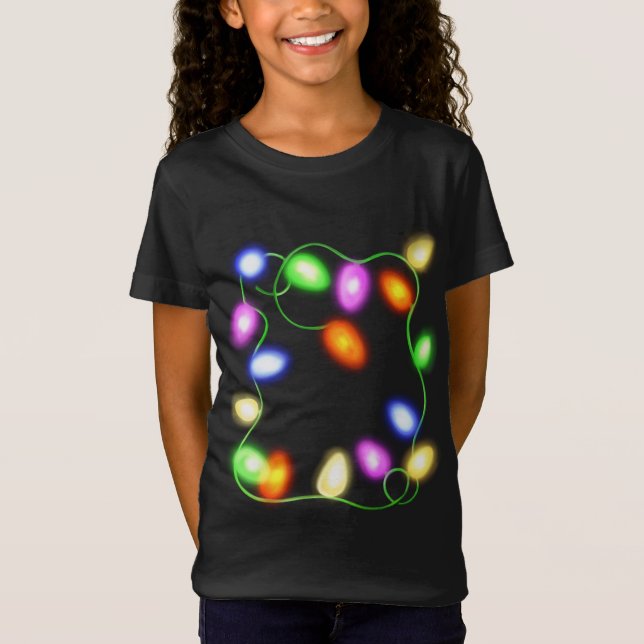 Julgran Ljus Glowing Festive Graphic T Shirt (Framsida)