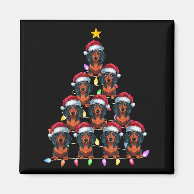 Julgran Ljus Manar Kvinnor Santa Dachshund Do Magnet (Framsidan)
