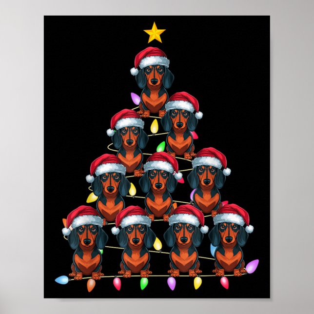 Julgran Ljus Manar Kvinnor Santa Dachshund Do Poster (Framsidan)