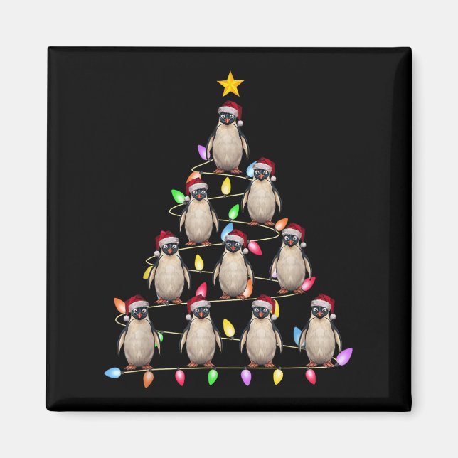 Julgran Ljus Manar Kvinnor Santa Penguin Julafton Magnet (Framsidan)