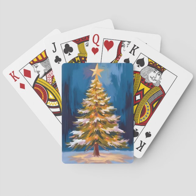 Julgran Ljus Stjärna Akvarell Casinokort (Baksidan)