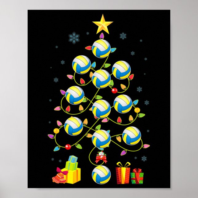 Julgran Ljus Volleyball Boll Santa Hat Xm Poster (Framsidan)