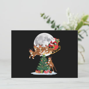 Julgran Ljussättning Rolig Tomte Ridande Gepard Julkort