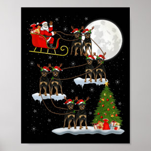 Julgran Ljussättning Rolig Tomte Ridande Rottweile Poster