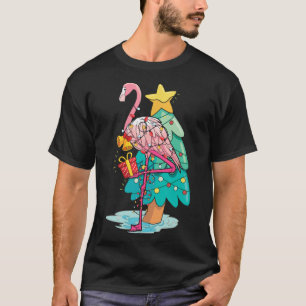 Julgran Ljussättning Tropisk Flamingo Djur Jul T Shirt