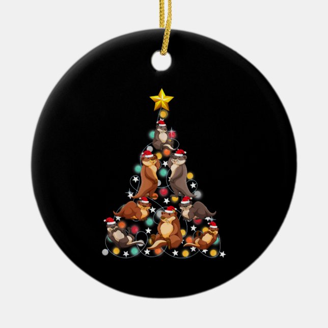 julgran: Lustig otter christmas Julgransprydnad Keramik (Framsidan)