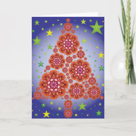Julgran Mandalas Stars Red Blue Grönt Färg Helgkort