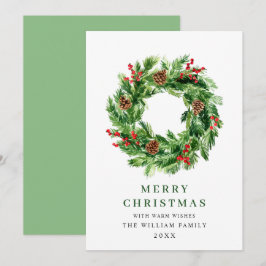 Julgran med bär och kottar krans julkort