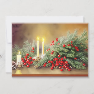 Julgran med bär och ljus budget jul julkort