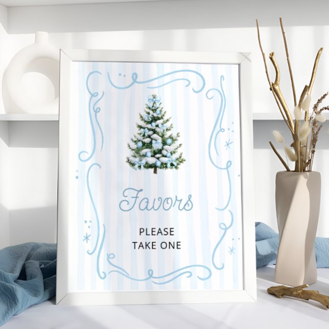 Julgran med blå slinga Baby Shower-presenter Poster (Skapare uppladdad)