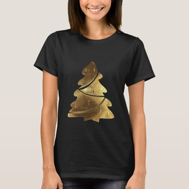 Julgran med Candles Guld utseende Tee Shirt (Framsida)
