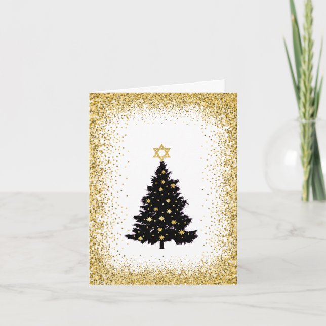 Julgran med Davidstjärna Chrismukkah-kort Kort (Framsida)