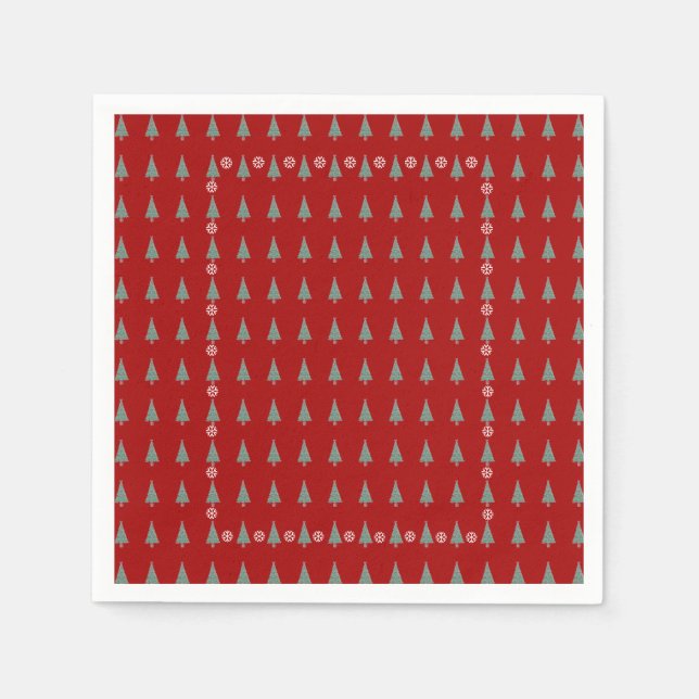 Julgran med dekoration rödbögar klockor pappersservett (Framsidan)