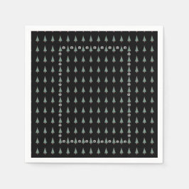 Julgran med dekoration rödbögar klockor pappersservett