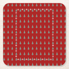 Julgran med dekoration rödbögar klockor underlägg papper kvadrat