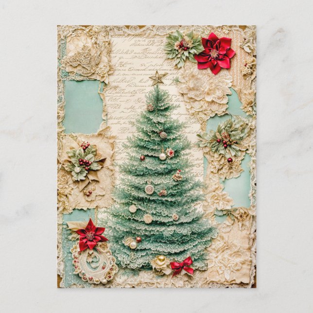 Julgran med Dekorationer Helg Vykort (Framsida)