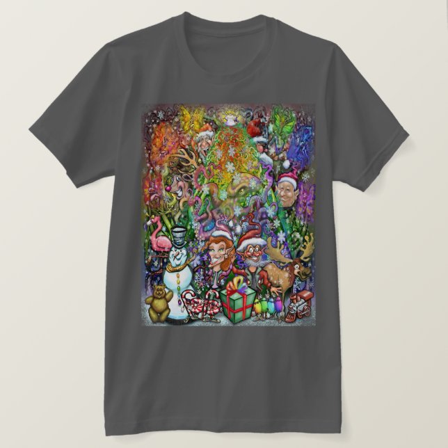 Julgran med dekorationer t shirt (Design framsida)