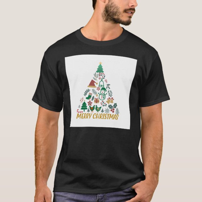 Julgran med Gult Star T Shirt (Framsida)