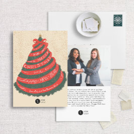 Julgran med Hand-Lettered Ribbon Business Julkort