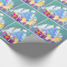 Julgran med häst och gåvor presentpapper