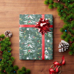 Julgran med Holly Berries och Snöflingor Presentpapper