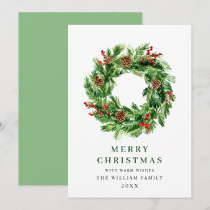 Julgran med järnekristaller och kottar julkort