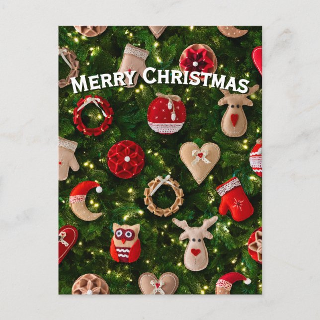 Julgran med leksak helg vykort (Framsida)