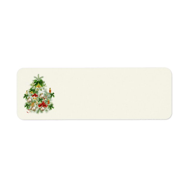 Julgran med ljus Adressetiketter Returadress Etikett (Framsidan)
