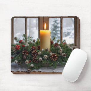 Julgran med ljus i mitten musmatta