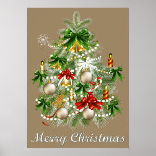 Julgran med ljus Poster