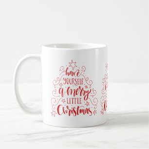 Julgran med modern typografi kaffemugg