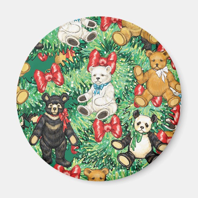 Julgran med Nalle Ornaments Magnet (Framsidan)