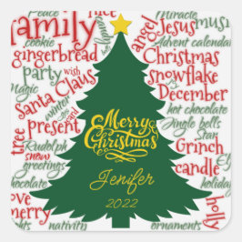 Julgran med namn Gift Fyrkantigt Klistermärke