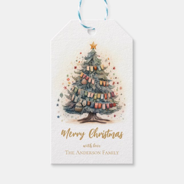 Julgran med ornament Presentkort Presentetikett (Framsidan)