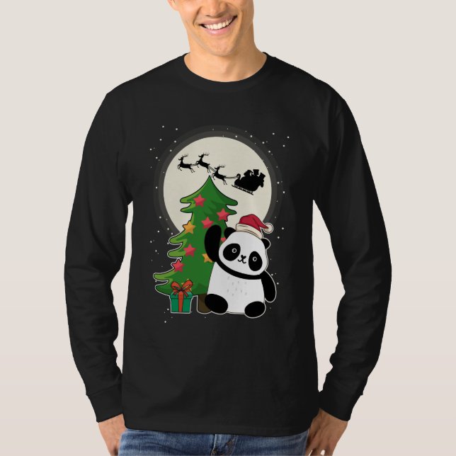 Julgran med Panda julgåva T Shirt (Framsida)