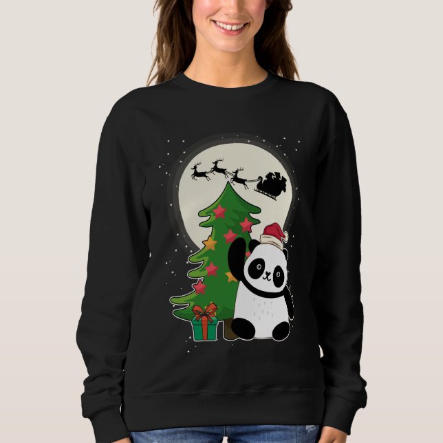 Julgran med Panda julgåva T Shirt (Framsida)