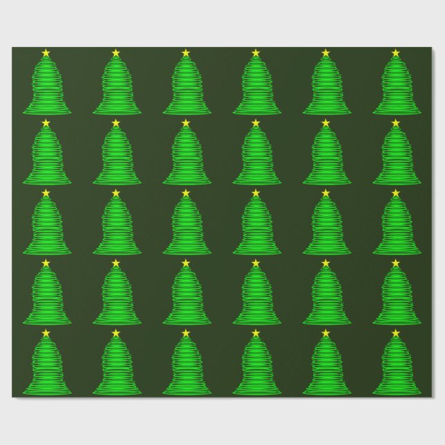 Julgran med Papper radbrytning av Grönt med stjärn Presentpapper (Platt)