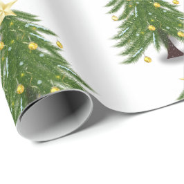 Julgran med Pappert omslag av rödaktigt omslag Presentpapper