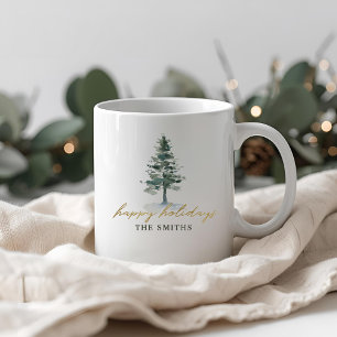 Julgran med personligt namn kaffemugg