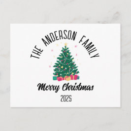 Julgran med personligt namn och lampor helg vykort