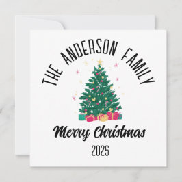 Julgran med personligt namn och lampor julkort