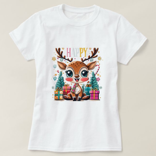 julgran med pulserande färg-gåvor, mode, t shirt (Design framsida)