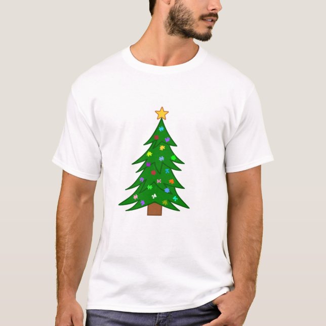 Julgran med pussel t shirt (Framsida)