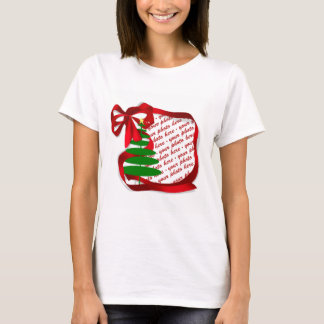 Julgran med Red Ribbon Photo Ram Tee Shirt