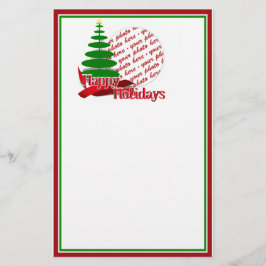 Julgran med röd band Fotosram Brevpapper